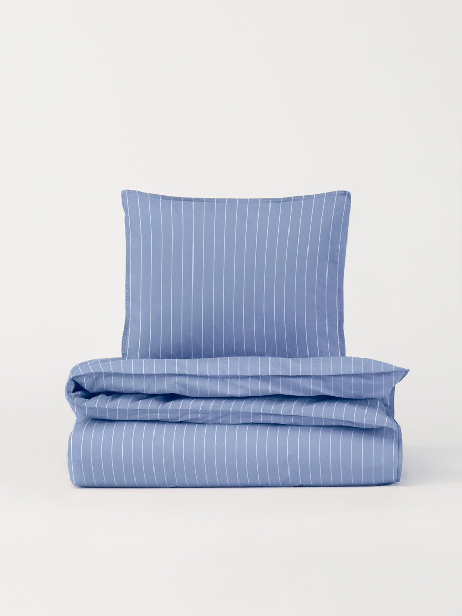 Percale Dynebetræk - Pinstripe Cornflower