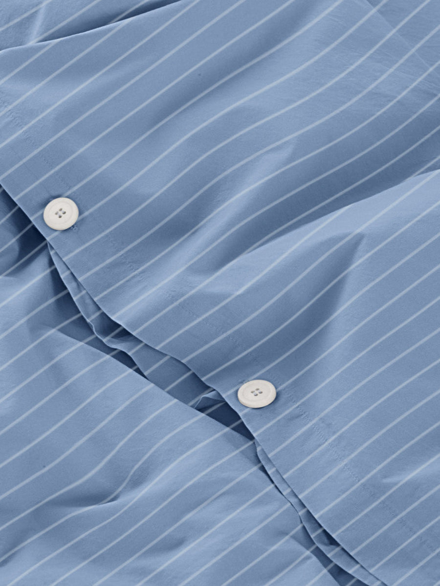DAWN Percale Duvet Cover Pinstripe (140x220) Duvet Cover Midnight Blue / Arctic Blue