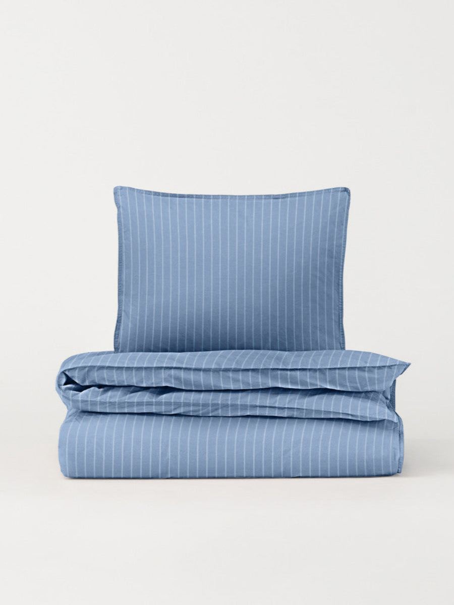 DAWN Percale Duvet Cover Pinstripe (140x220) Duvet Cover Midnight Blue / Arctic Blue