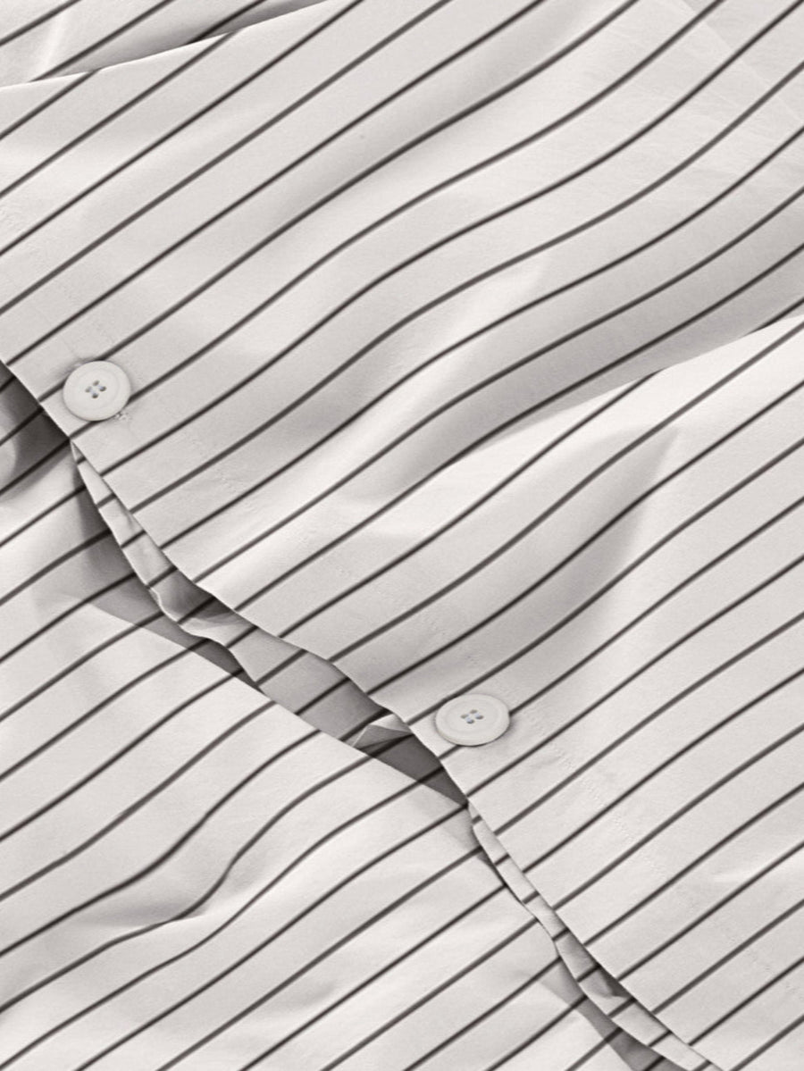 DAWN Percale Duvet Cover Pinstripe (140x220) Duvet Cover Off White / Chocolate