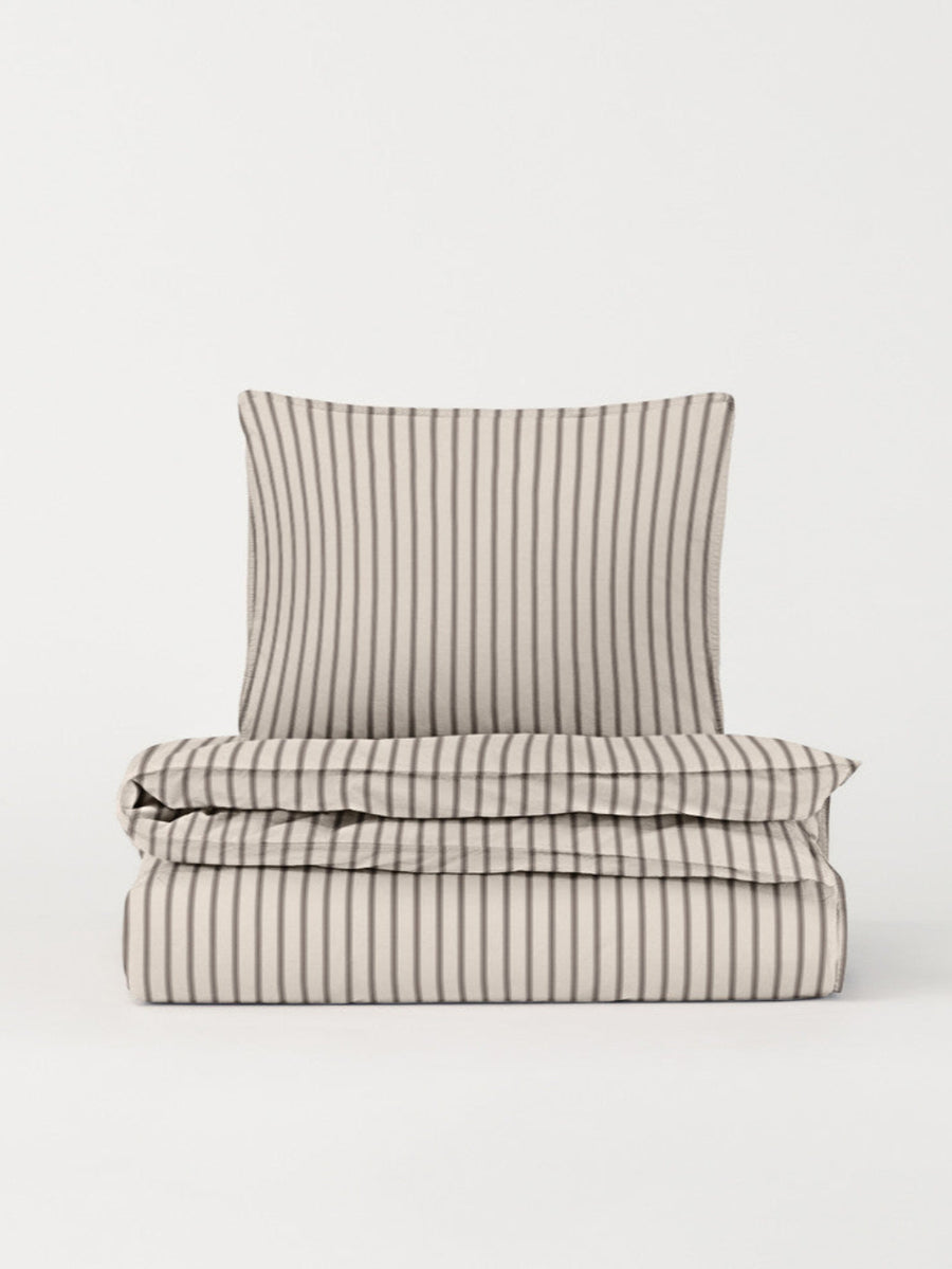 DAWN Percale Duvet Cover Stripe (140x200) Duvet Cover Ivory / Chocolate