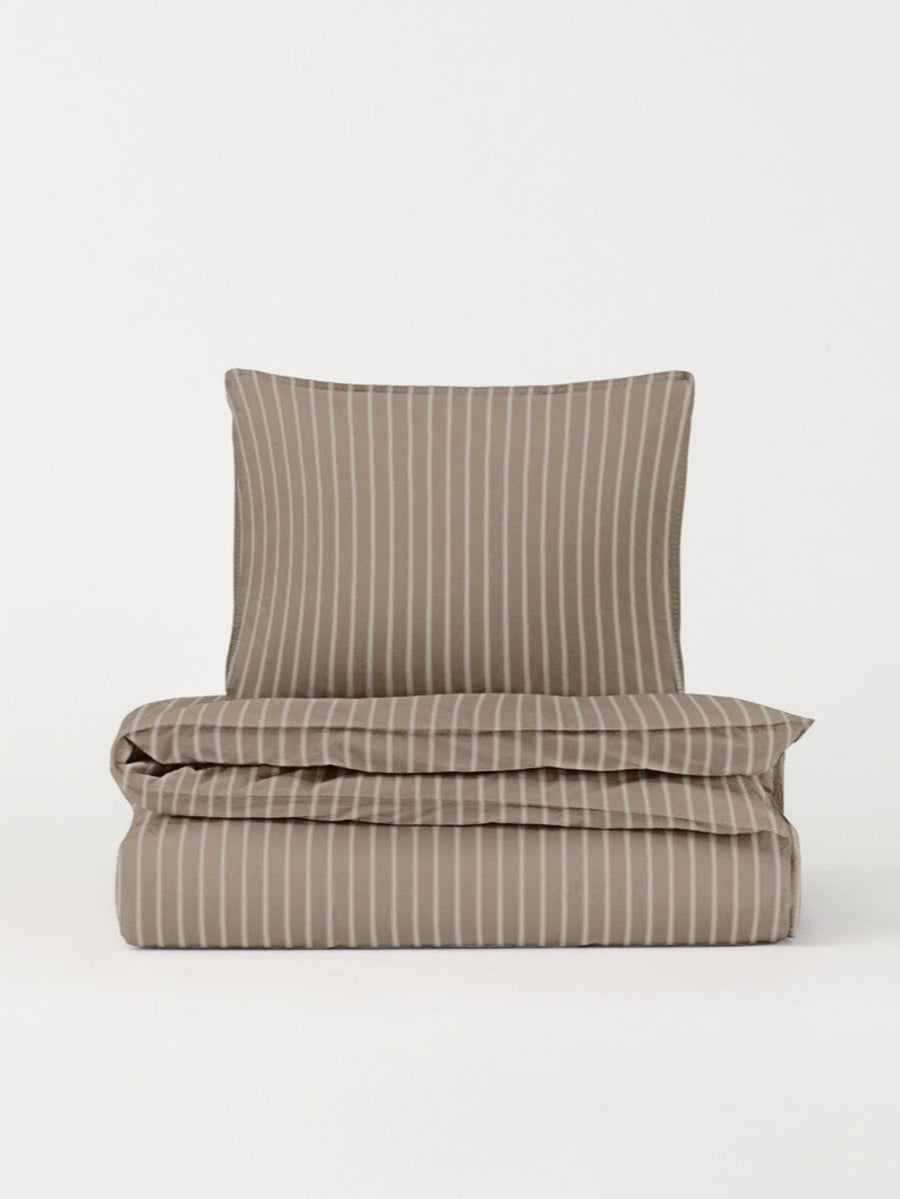 DAWN Percale Duvet Cover Stripe (140x200) Duvet Cover Stone / Pearl Grey