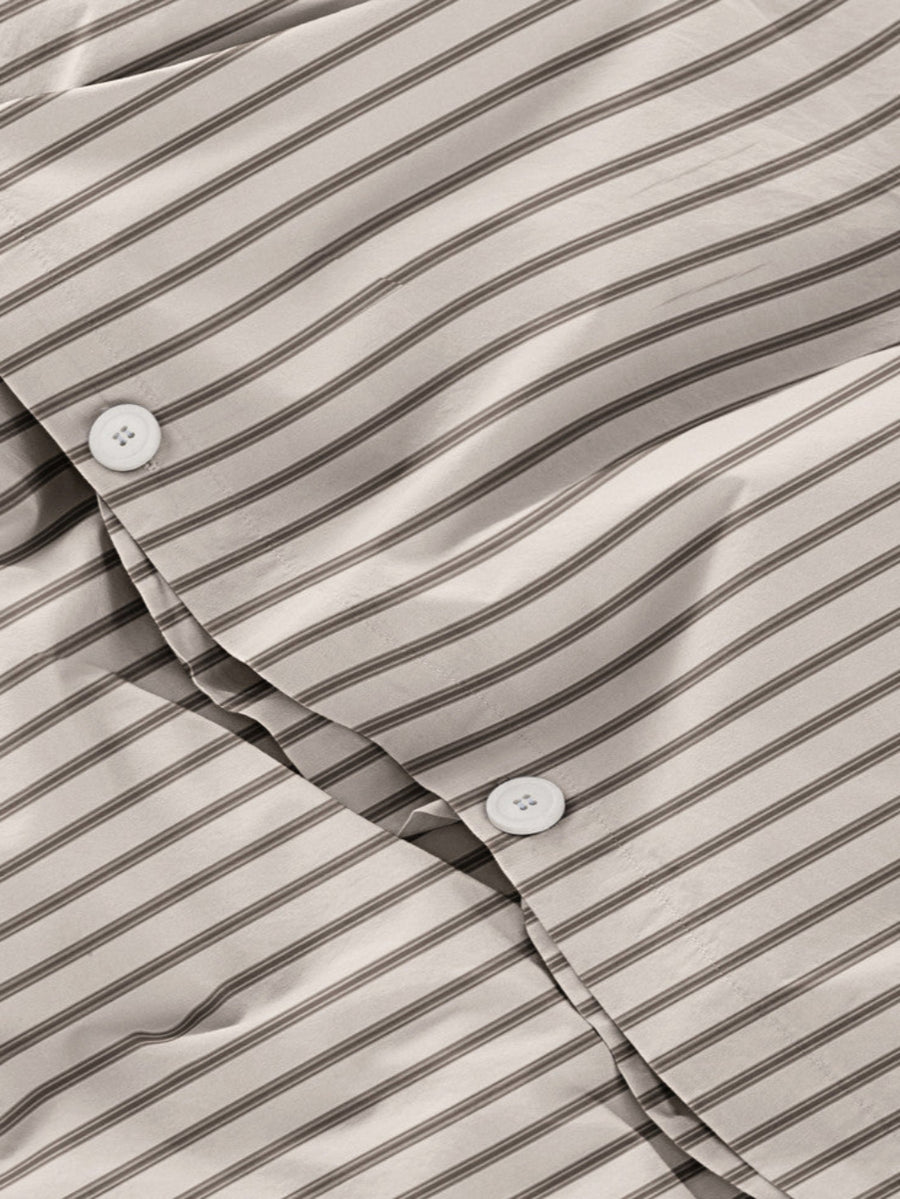 DAWN Percale Duvet Cover Stripe (140x220) Duvet Cover Ivory / Chocolate