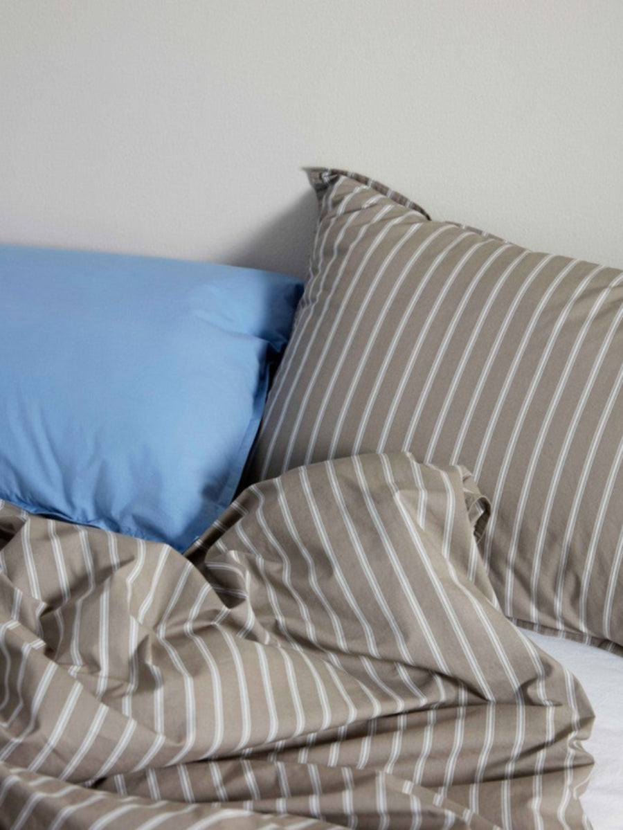 DAWN Percale Duvet Cover Stripe (140x220) Duvet Cover Stone / Pearl Grey