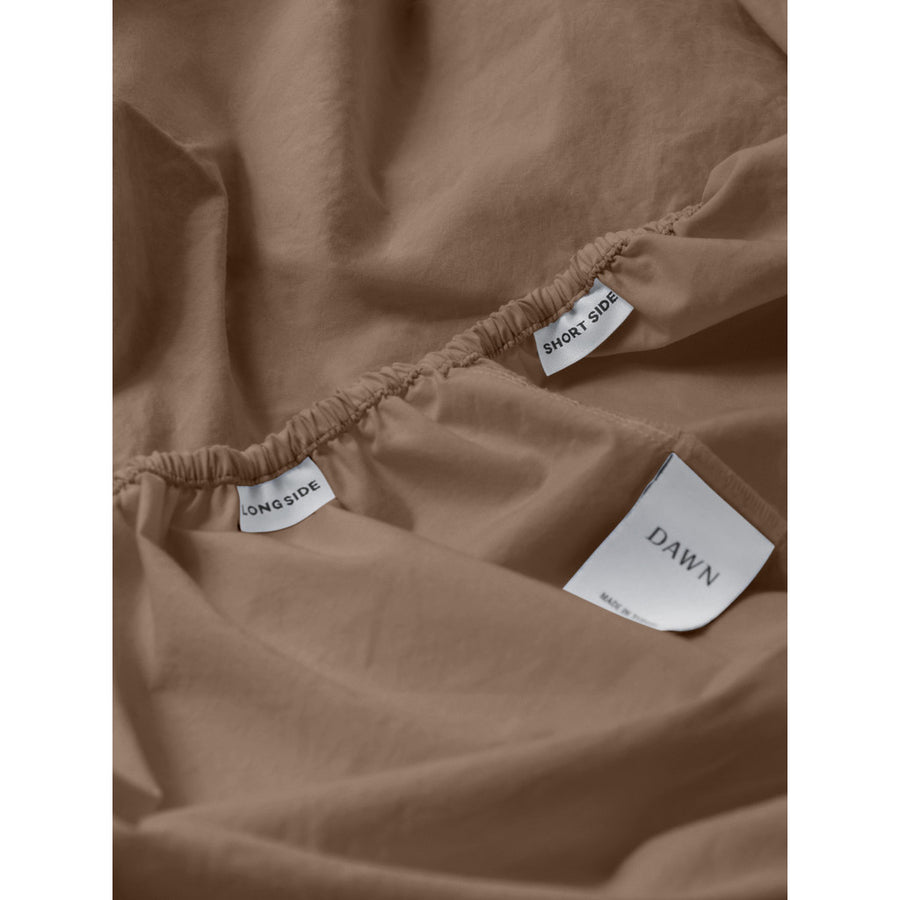 DAWN Percale Fitted Sheet (180x200x35) Bed Sheets Mocha Brown