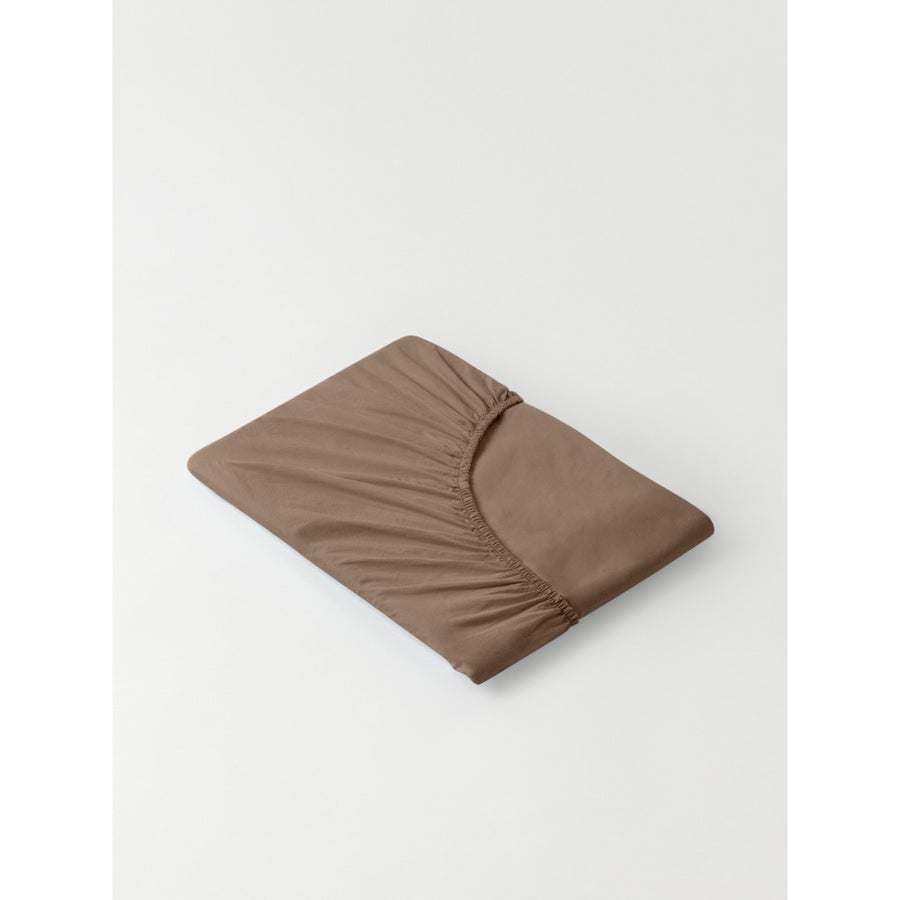 DAWN Percale Fitted Sheet (180x200x35) Bed Sheets Mocha Brown