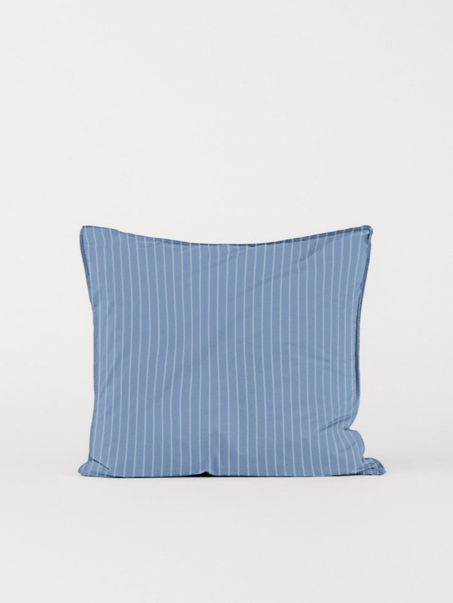 DAWN Percale Pillow Case Pinstripe (60x63) Pillowcase Midnight Blue / Arctic Blue