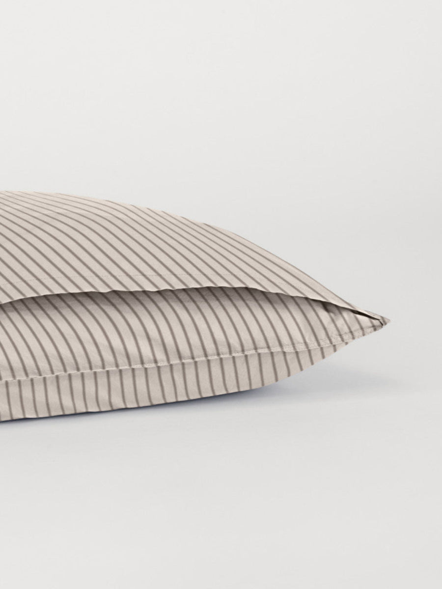 DAWN Percale Pillowcase Stripe (50x70) Pillowcase Ivory / Chocolate